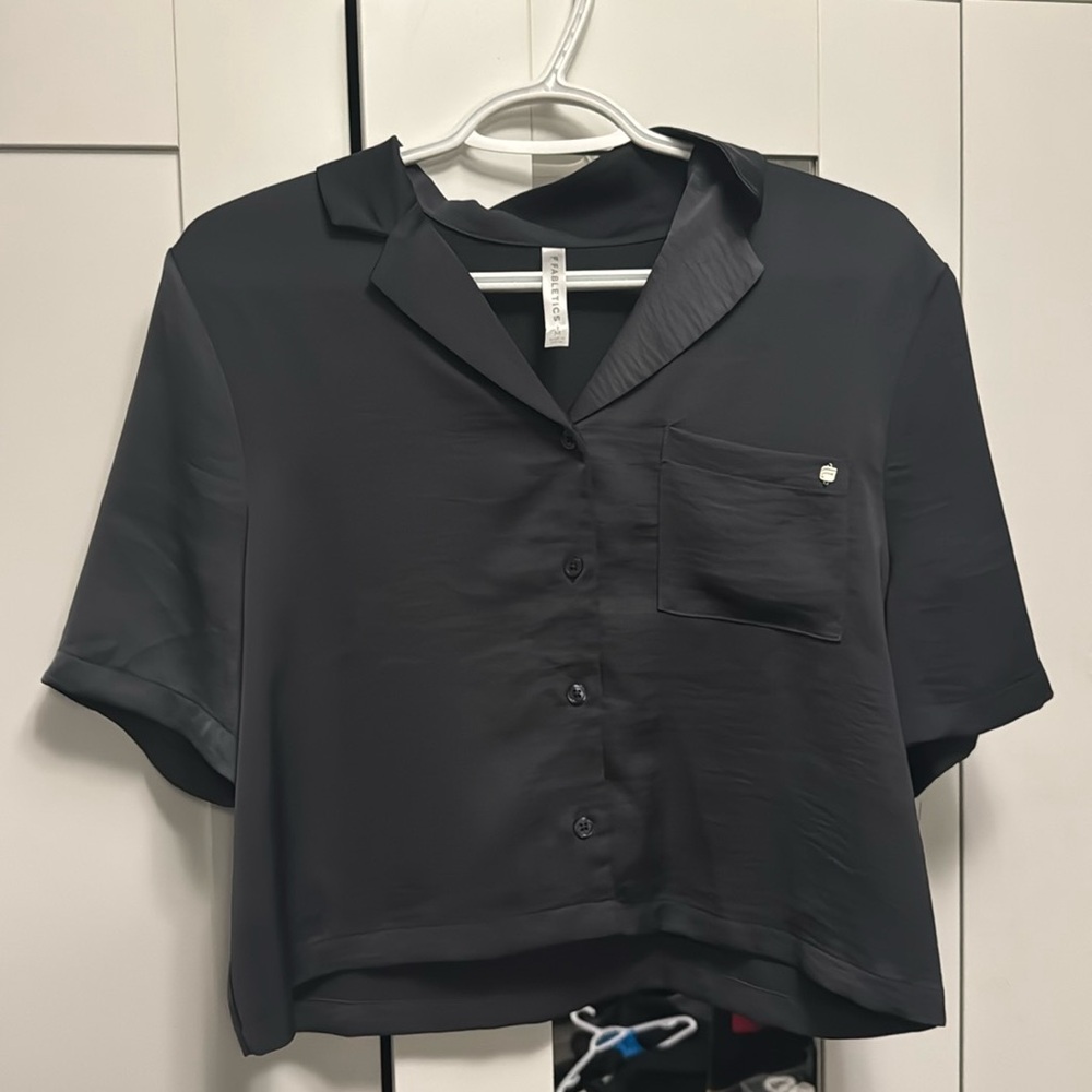Fabletics silk button up top